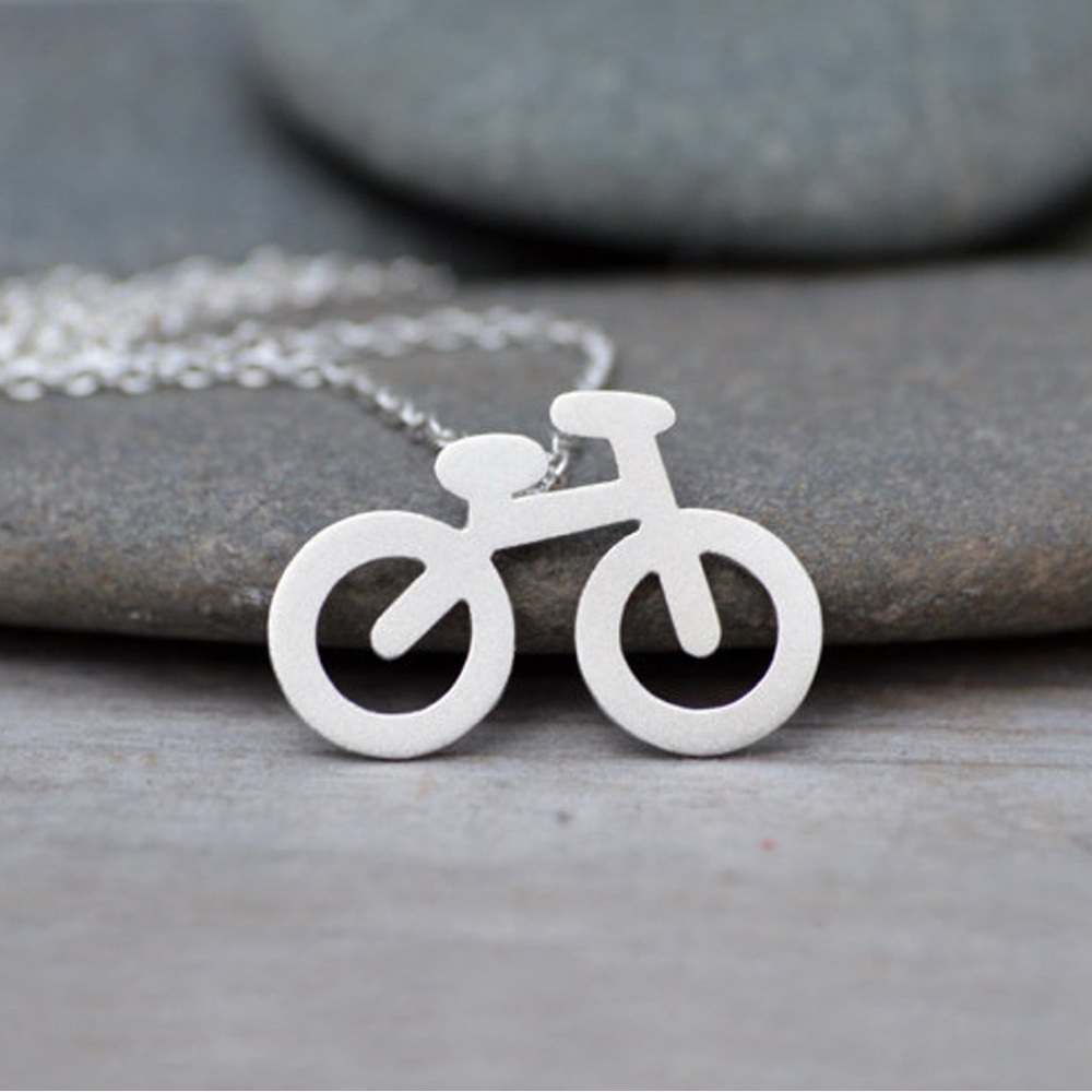 Sterling silver handmade bicycle necklace